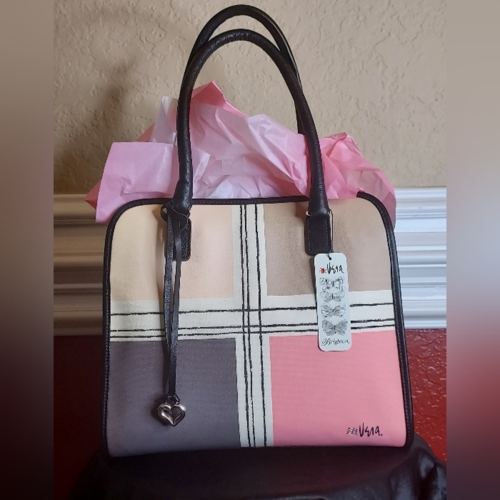 Brighton Celebrates Vera Limited Edition,Buff/Black Color Block Satchel.